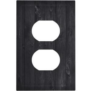Decorative Outlet Covers Vintage Black Wood Plank Wooden Board 1 Gang Duplex Light Switch Cover Plate Unique Wall Plate Electrical Switch Plate Covers for Farmhouse Bedroom Decor