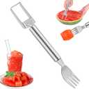 4 x 2-in-1 Watermelon Slicer & Fork – Stainless Steel Fruit Cutter Tool for Watermelon, Mango, Pitaya – Portable for Camping, Picnics, Home, Parties – Effortless Cubes & No Mess