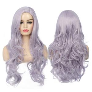 Purple Wig for Women Long Wavy Curly Side Part Wig Natural Wavy Hair Wigs for Daily Party Cosplay(Lavender Purple)