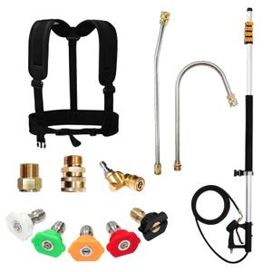 EDOU 20 ft Telescoping Pressure Washer Wand - Power Washer Gutter Cleaner Tool - 4,000 PSI Extension Pole with 1/4" Quick Connection, 5 Spray Nozzles, 2 Couplers, and Support Harness