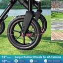 MAXWALK Rollator Walker with Seat, Tall Walkers for Seniors, 12" Big Rubber Wheels All Terrain Rollator Walker with Backrest, Built-in Cable, Foldable and Dual Adjustable Height for 5.3-7ft, Black