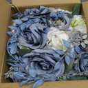 NUPTIO Flower Ball Centerpieces for Tables: Dusty Blue & White Artificial Rose Fake Floral Arrangement for Wedding Party Centerpiece Decorations 9.4 Inch Diameter 2 Pcs