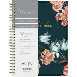 Blue Sky Life Note It 2023 Weekly and Monthly Planner Notes, 5.875" x 8.625", Clear Pocket Cover, Wirebound, Dania Dark (139478-23)