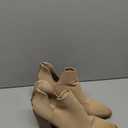 mysoft Women's Ankle Boots Slip on Cutout Pointed Toe Chunky Stacked Mid Heel Booties (9.5 M, Nude)