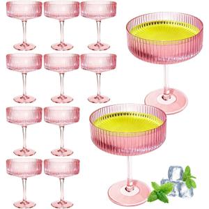 10OZ Plastic Martini Glasses, Set Of 12 - Shatterproof&Reusable Cocktail Glasses With Classic Design, Perfect For Home Use, Weddings, Valentine's Day, Ideal For Martini Pink