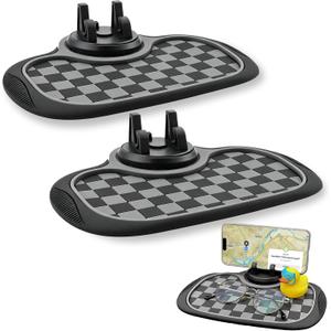 (2026 New Upgrade) 2-Pack Car Anti-Slip Mats,Multifunction Car Anti-Slip Mat with Improved 360Rotating Phone Holder,Anti-Slip Mat for Car Dashboard,Car Dashboard Organizer for Phones,Sunglasses,Keys