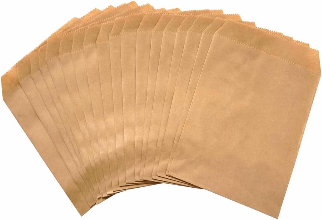 OTURGC 100 Pack Brown Kraft Paper Bags, 4" x 6", Gift Cards, Gift Candy, Cookies, Donuts, Crafts, Party Favors, Sandwiches, Jewelry Goods, Snack Bags, Flat Gift Bags 