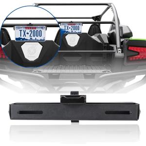 Maiker Aluminum UTV License Plate Frame with Light Compatible with Polaris Pioneer Talon Can-Am Maverick X3 Kawasaki Arctic Cat Wildcat fits 1.75-2 Inch Roll Cage Bars