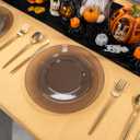 I00000 200 Pcs Clear Black Plastic Plates, Black Disposable Party Halloween Plates Include 100 Dinner Plate 10 and 100 Dessert Plate 7 Perfect for Wedding, Party & Halloween