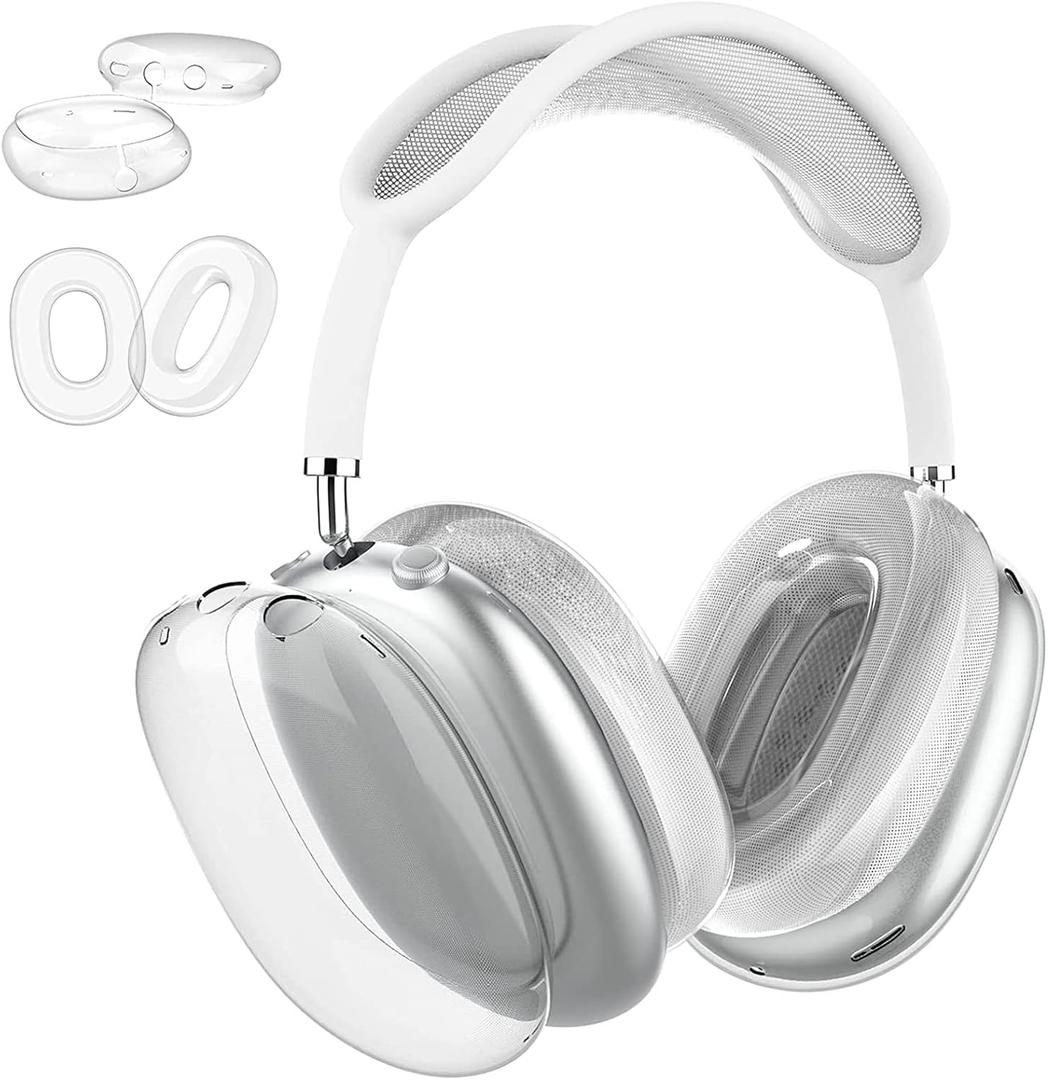 for AirPods Max Case Clear,with Earpad Case Cover/Ear Cups Skin,Soft TPU Protector for Airpods Max Cover,Anti-Scratch No-YellowTransparent Protective AirPod Max Accessories-Clear