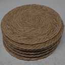 Defined Deco Woven Placemats Set of 10,12" Round Rattan Placemats,Natural Hand-Woven Water Hyacinth Placemats,Farmhouse Weave Place Mats,Rustic Braided Wicker Table Mats for Dining Table,Home,Wedding.