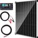 TBER 50W/12V Solar Panel Kit with 10A Charge Controller, Monocrystalline Solar Battery Trickle Charger Maintainer for Automotive Motorcycle Boat Marine RV Camping RV Farm Other Off-Grid Applications