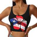 Sports Bras for Women Sleeveless Yoga Vest Low Neck U Back Bra Workout Crop Tank Tops Wirefree Running Underwear (Black, L)