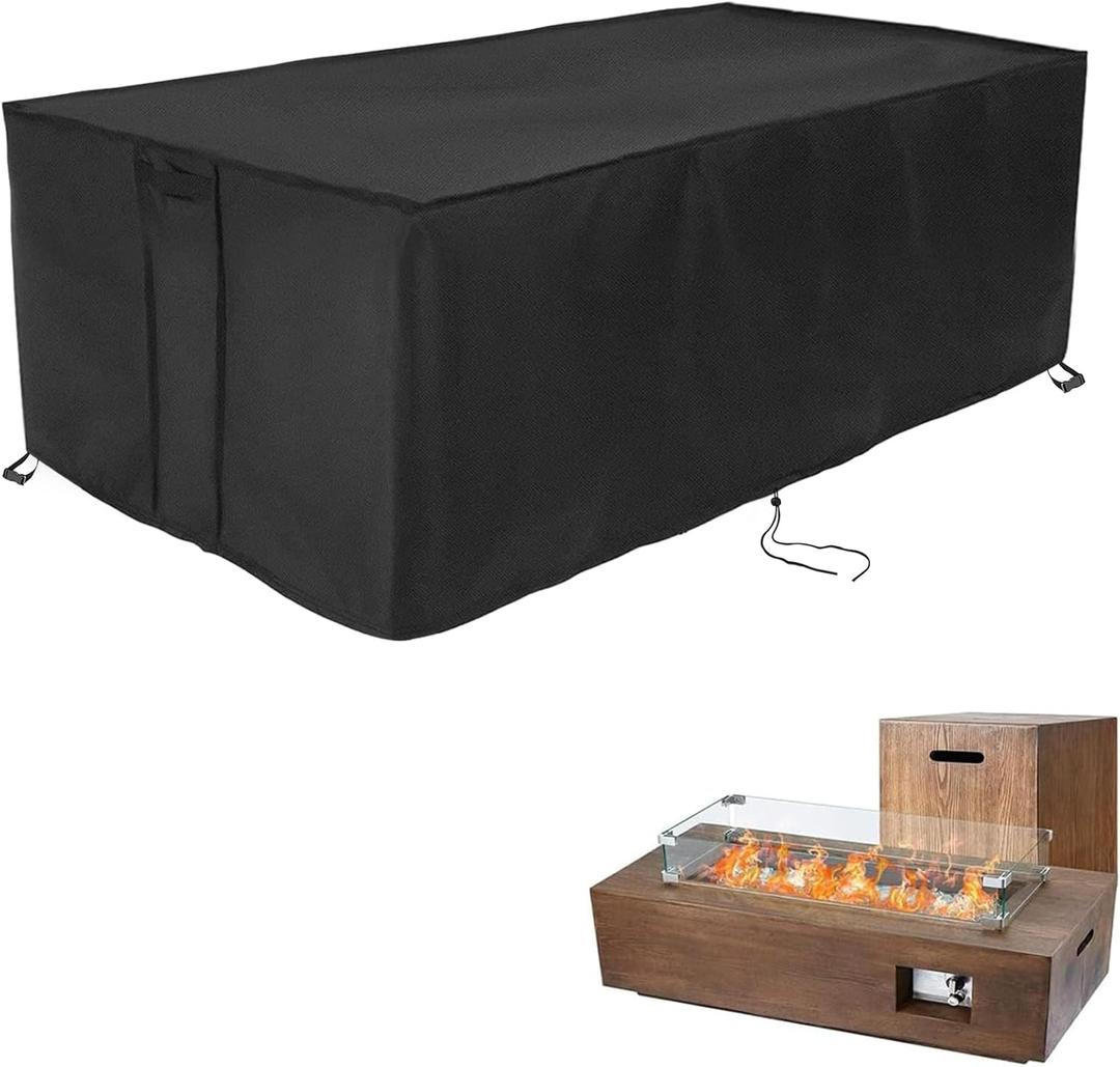 Fire Pit Cover Rectangular 42 Inch,Propane Gas Fire Pit Table Cover, Outdoor Waterproof Firepit Table Cover - 42 x 21 x 15 Inch