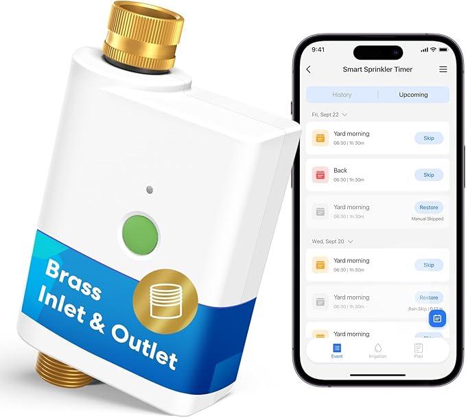 meross WiFi Water Hose Timer, Smart Sprinkler Timer with Brass Inlet & Outet, Work with Apple Homekit, Alexa & Google Assistant, Water Valve for Lawn, Garden, Yard and Pool, WiFi Hub Required meross WiFi Water Hose Timer, Smart Sprinkler Timer with Brass Inlet & Outet, Work with Apple Homekit, Alexa & Google Assistant, Water Valve for Lawn, Garden, Yard and Pool, WiFi Hub Required