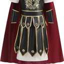 GRAJTCIN Kids Medieval Warrior Costume Roman Soldier Costume Historical Viking Gladiator Knight Halloween Renaissance Outfit (2XL (10-11Y), Black)