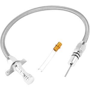 for Chevy GM 4L80E 700R4 4L60E Flexible Transmission Dipstick Tube with Firewall Mount Stainless Steel Braided Housing