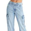 High Rise Wide Leg Cargo Jeans Large