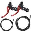 Lomodo 4 Pieces Bicycle Brake Accessories Including 2 Pack V-Brake Handlebar Aluminium Alloy Brake Levers (2.2 cm in Diameter) and 2 Pack Brake Wire for Mountain/Road/MTB Bike (Red)