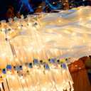 50 PCS Wedding Wands with Ribbons & Bells, Romantic Sparkle with Three Light Modes, Light up Wands for Wedding Send off, New Year, Birthday Party, Parties, and Celebrations