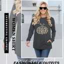 Halloween Shirts Womens Long Sleeve with Pockets, Pumpkin Skull Graphic Tops Fall Fashion Crew Neck T-Shirt Casual (XL)