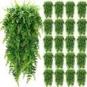Geosar 20 Pcs Artificial Hanging Plants 32 Inch Hanging Boston Ferns Plastic Fake Plants for Wall Room Garden Wedding Garland Indoor Outdoor Decoration, No Basket