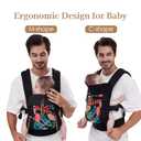Baby Carrier Newborn to Toddler-Ergonomic,Ideal for Hands-Free Parenting, Enhanced Lumbar Support,Adjustable Soft Infant Carrier with Foldable Neck Support Pod, for Baby (Black Leaf-1) (Color 3)