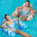 Jasonwell Inflatable Pool Float Chair - 2 Pack Floating Pool Chair Lounge Floats for Swimming Pool Water Chair Pool Lounger with Cup Holder Toy Party Floaties for Adults XL
