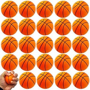24 Pack 2.5 Inch Basketball Stress Ball,Mini Foam Squeeze Sports Balls for Sport Theme Party Favor,Kids School Reward,Anxiety Relief,Birthday Gifts