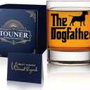 TOUNER Labrador Retriever Themed Whiskey Glasses, The DogFather Whiskey Glass, Dog Lover Gifts For Him, Dog Dad Gifts For Men, Fathers Day Birthday Gifts from Dog Dad, Unique Gift For Dog Lovers