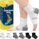 PAPLUS 6 Pairs Plantar Fasciitis Socks Women & Men - Foot Sleeve for Achilles Tendonitis Relief - Reduces Heel Spur Pain, Swelling - Ankle Brace with Arch Support for Sports Injury Recovery (Large, 2 Black+2 White+2 Gray6 pairs)