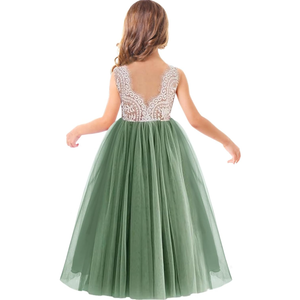 Flower Girl Dress Princess Sleeveless Floral Embroidered Kids Summer Wedding Pageant Birthday Tutu Tulle Dress, 9-10Y