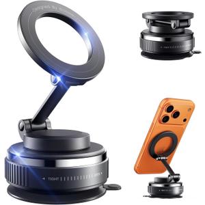 Boowe Magnetic Phone Holder for Car, Car Mount 360 Adjustable Vacuum Suction Cup, Phone Mount for Car Accessories/Windshield/Mirror/Kitchen/Gym for iPhone 17 Pro Max 16 15 14 13 (Black)