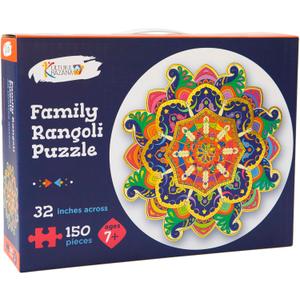 Family Rangoli Diwali Puzzle - 150 Piece, Kulture Khazana, 32" Across, Tabletop Puzzle, Holi, Indian Culture, Ages 7+