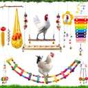 11 Pack Chicken Toys for Coop Accessories - Chicken Xylophone Toy, Chicken Mirror, Chicken Ladder Bridge, Coop Swing, Vegetable Hanging Chicken Feeder, Chewing Foraging Toys, Gifts for Hens