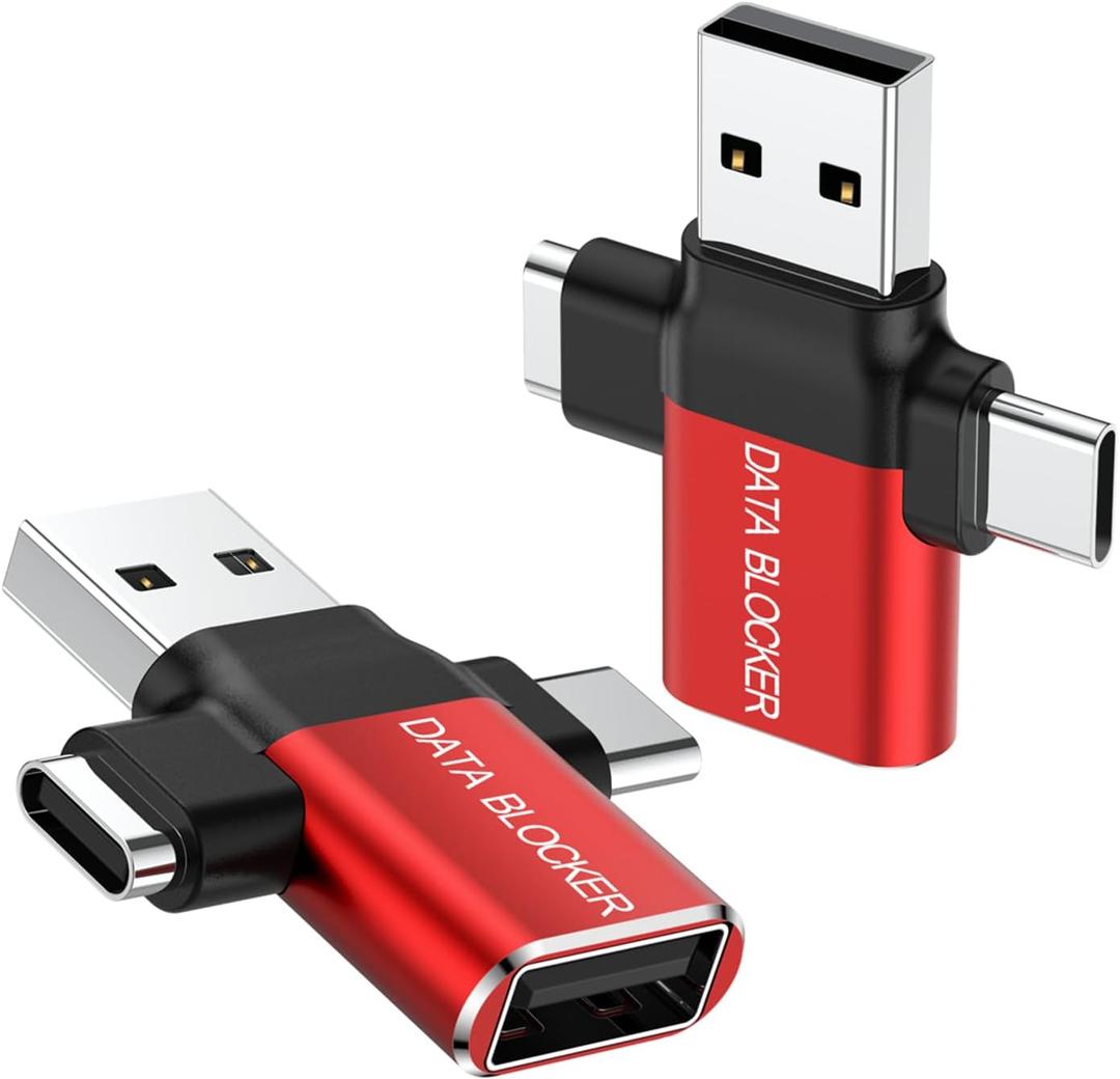 2 x BUISAMG Data Blocker, 4-in-1 Universal USB Data Blocker, Protection from Illegal Downloading, Hacking Proof 100% Guaranteed, for iPhone 15 16 and Any USB Device Charging. 2-Pack