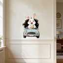 Easter Bunny Wall Decal - Removable Self-Adhesive Driving Rabbit Sticker, 30 * 40 cm Fun Easter Egg Home Decor for Living Room, Bedroom, Kitchen, Party