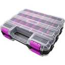 Tools Organizer Box Small Parts Storage Box 34-Compartment Double Side Hardware Organizers with Removable Plastic Dividers for Screws, Nuts, Nails, Bolts