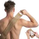 Thinp Natural Loofah Back Scrubber, Extra Rough Exfoliating Back Scrubber with Handle for Men Women-Back Exfoliator for Shower Long Durable Deep Cleansing, with Soap Saver Bag