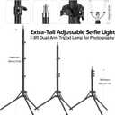 Selfie Light with 75'' Tripod Stand, Dimmable 3 Color LED Dual Arms Ring Light with Phone Holder & Carry Bag for Lash Tattoo Video Photography 45W 95CRI Tripod Floor Lamp