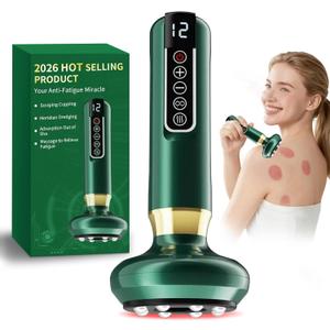 Lymphatic Drainage Massager Electric Gua Sha Anti Kit for Cellulite Massage Tool Cavitation Remover for Legs Handheld Smart Cupping Device Reviews Back and Arm Ventosas Para Masaje Muscular (Green)