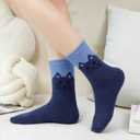 Loritta 5 Pairs Wool Socks for Women Stocking Stuffers Gifts Winter Warm Hiking Crew Boot Socks (Z Cartoon Pattern)