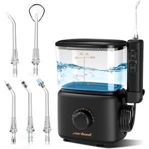 Water Flosser Oral Irrigator for Teeth: Electric Countertop for Dental Health and Cleaning 600ML Professional Water Teeth Cleaner with 10 Modes and 5 Nozzles for Family
