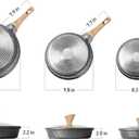 YIIFEEO Non Stick Frying Pan Set - Stone Skillet Set, Kitchen Omelette Pans, Induction Chef' Pan Grainte Cookware Set, Nonstick Frying Pans with Lid(8inch&9.5inch&11inch)