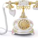UKBW Audio Guest Book Phone, 32G Capacity Vintage Audio GuestBook Wedding Phone, Retro Audio Telephone Recording Customized Voice Message for Your Wedding Party, Retro Flower