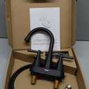 Matte Black Bathroom Sink Faucet, SBOSBO 4 Inch Bathroom Faucet for Sink 3 Hole, 2 Handle Centerset with Pop Up Drain Assembly and 2 Water Supply Hoses for RV Vanity