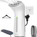 Portable Travel Garment Steamer for Clothes, Metal Steam Head, 25s Heat Up, Pump System, Mini Size, Handheld Steamer for Any Fabrics, No Water Spitting, 120V (White)