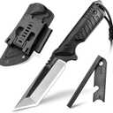 NedFoss Tactical Survival Knife with Fire Starter, Kydex Sheath, 440C Steel Blade, G10 Handle - Camping Gift for Men (Heavy Duty_4.3" Blade)