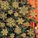 49pcs Christmas Party Decorations Snowflake Ornaments - Gold Glitter Snowflakes DIY Hanging Ornaments for Winter Christmas Tree Wall Ceiling Window Decor