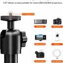PUTORSEN Universal Projector Stand Height Adjustable & 360 Rotatable Mount with 1/4" Screw, Compatible with Projectors, Cameras, Webcams for Home, Office, and Outdoor Use